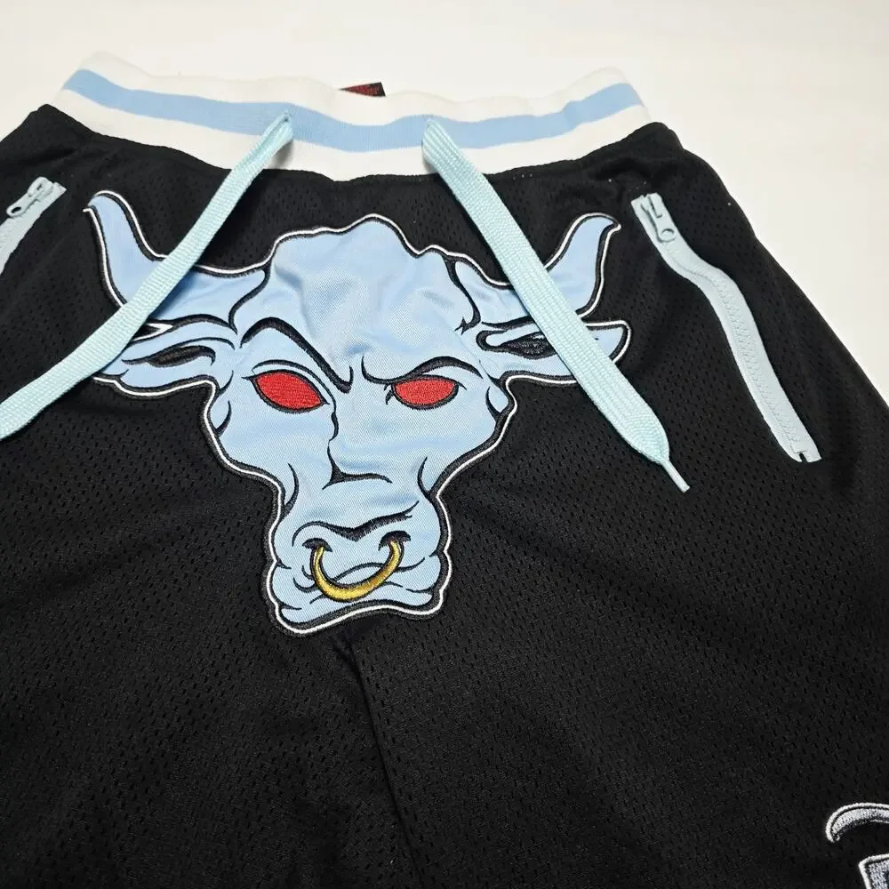 WWE The Rock Black Mesh Shorts Men’s Small The People’s Champ Brahma Bull